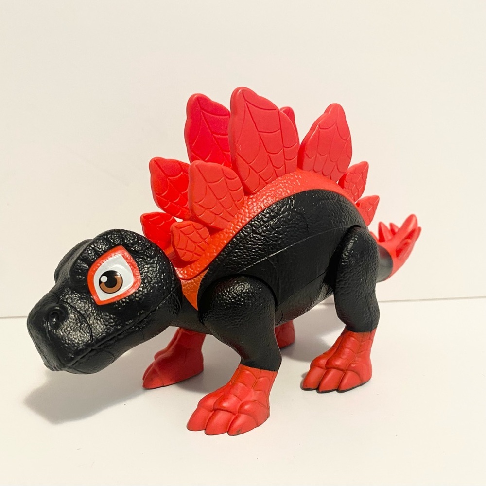Spidey And His Amazing Friends Dino Webs Dino Spin Figure Black Red Dinosaur Toy